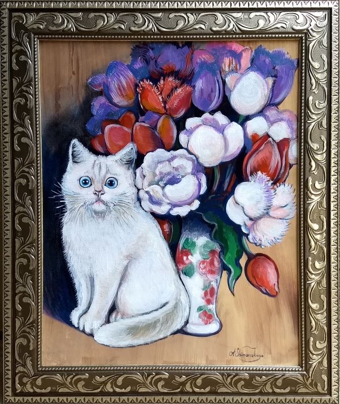 White kitten by artist Anastasia Shimanskaya